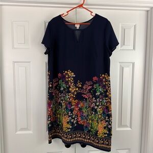Merona Navy Floral Knee Length Dress